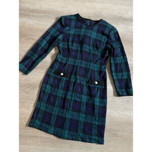 Vintage Paquette Byer CA Womens Tartan Plaid Long Sleeve Mini Dress Size 8